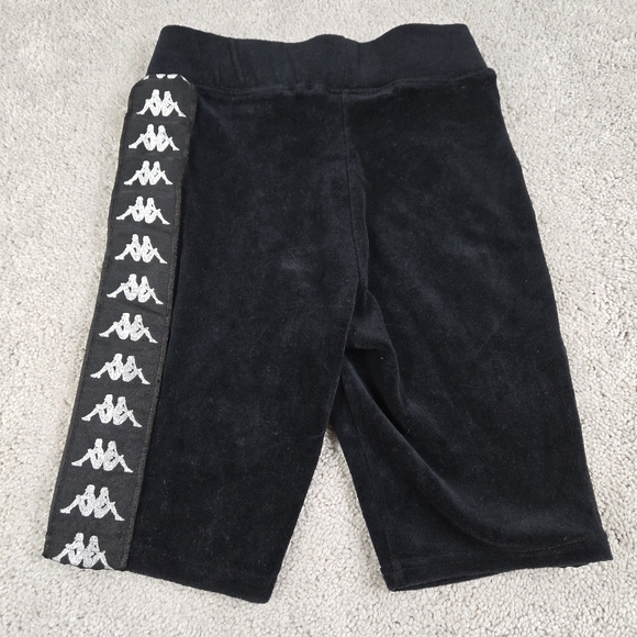 Kappa 222 Banda Black Velour Saxeever Biker Shorts Rhinestone Logo Streetwear - Picture 12 of 12